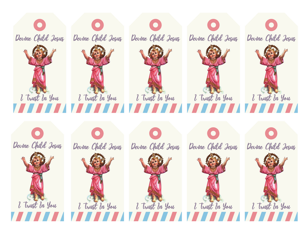 Divino Niño Jesús Gift Tags, Printable Gift Tag, Divine Child Jesus, Catholic Religious Tags, Digital PDF, Party Favors, Church Printable