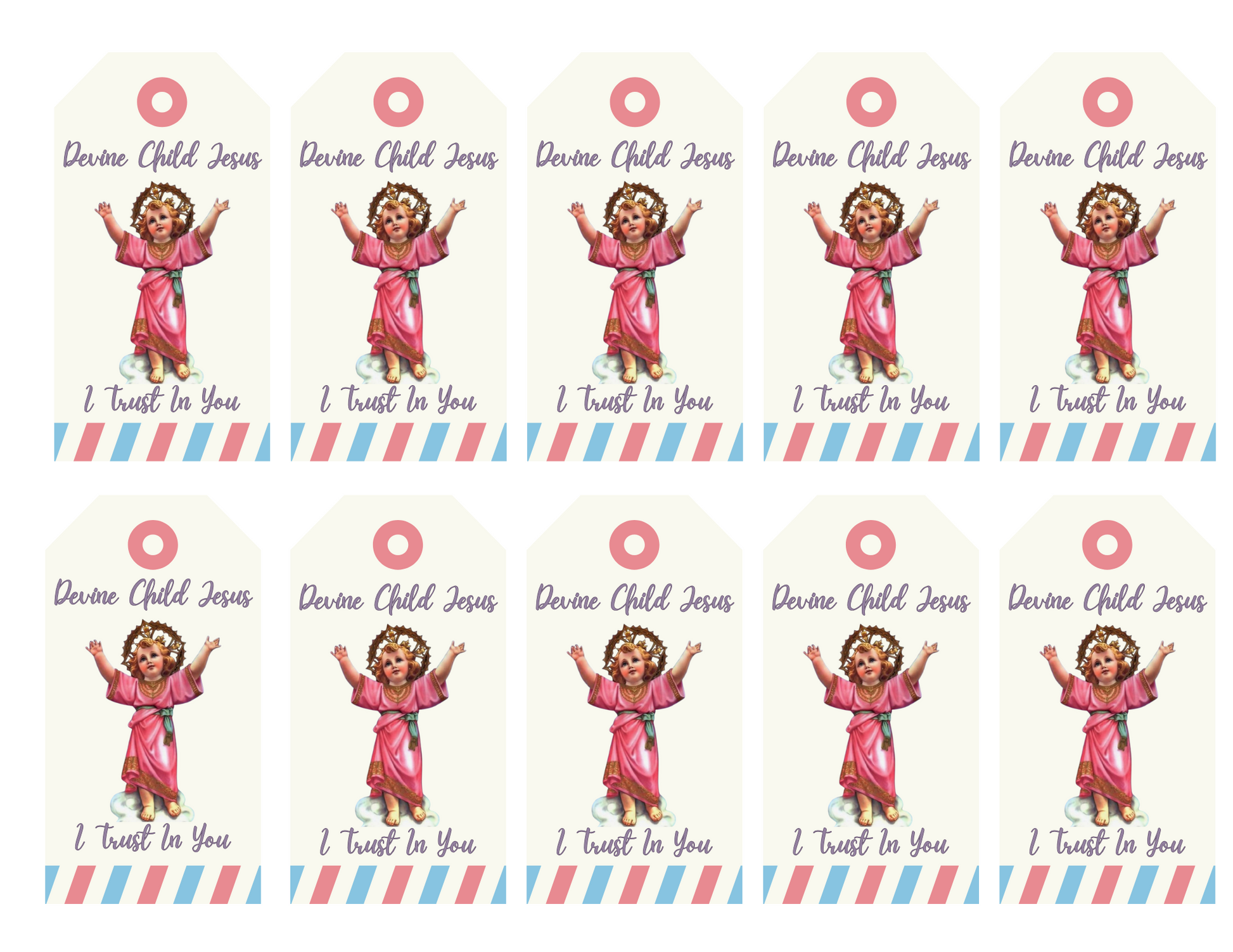 Divino Niño Jesús Gift Tags, Printable Gift Tag, Divine Child Jesus, Catholic Religious Tags, Digital PDF, Party Favors, Church Printable