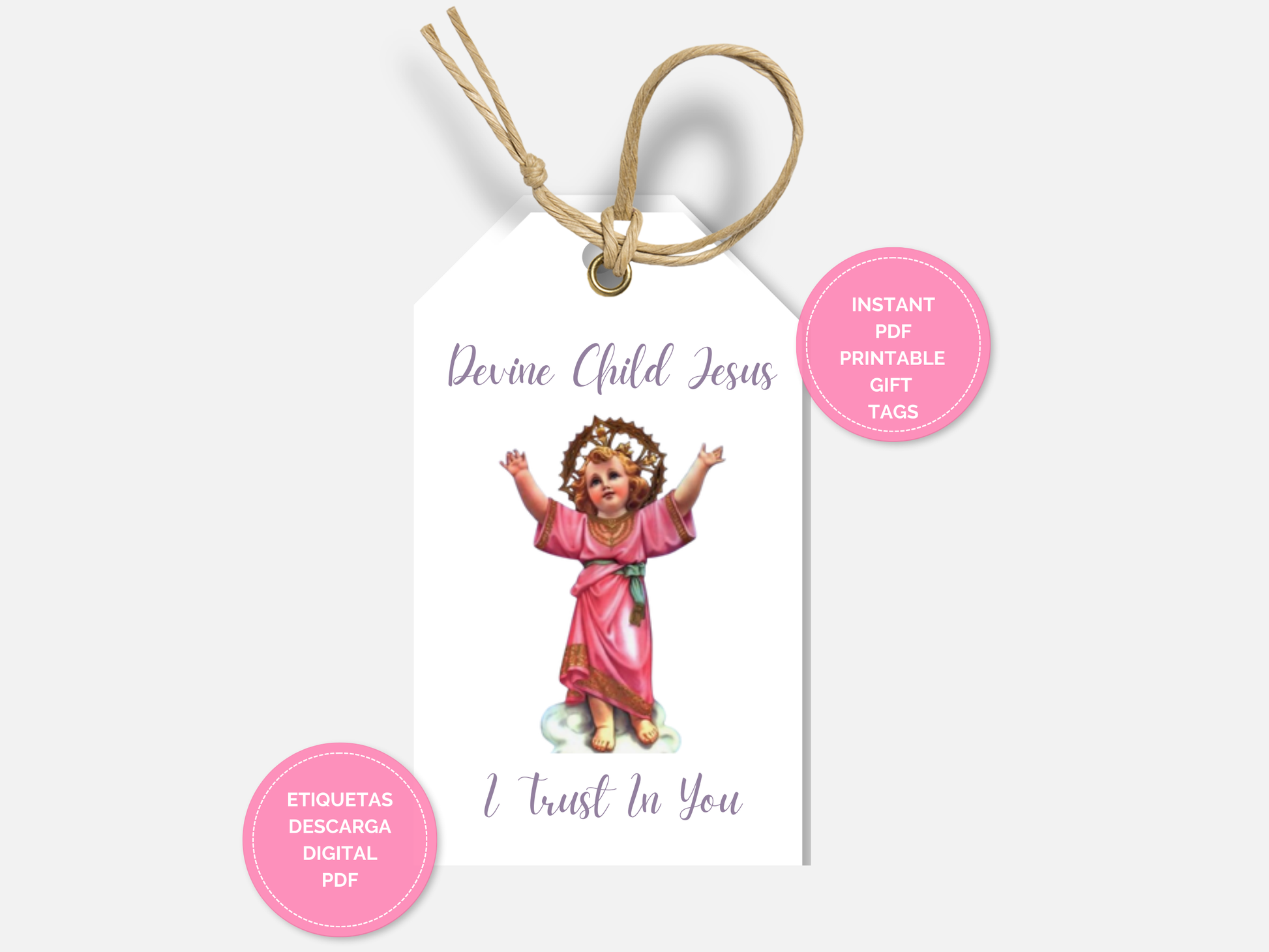 Divino Niño Jesús Gift Tags, Printable Gift Tag, Divine Child Jesus, Catholic Religious Tags, Digital PDF, Party Favors, Church Printable