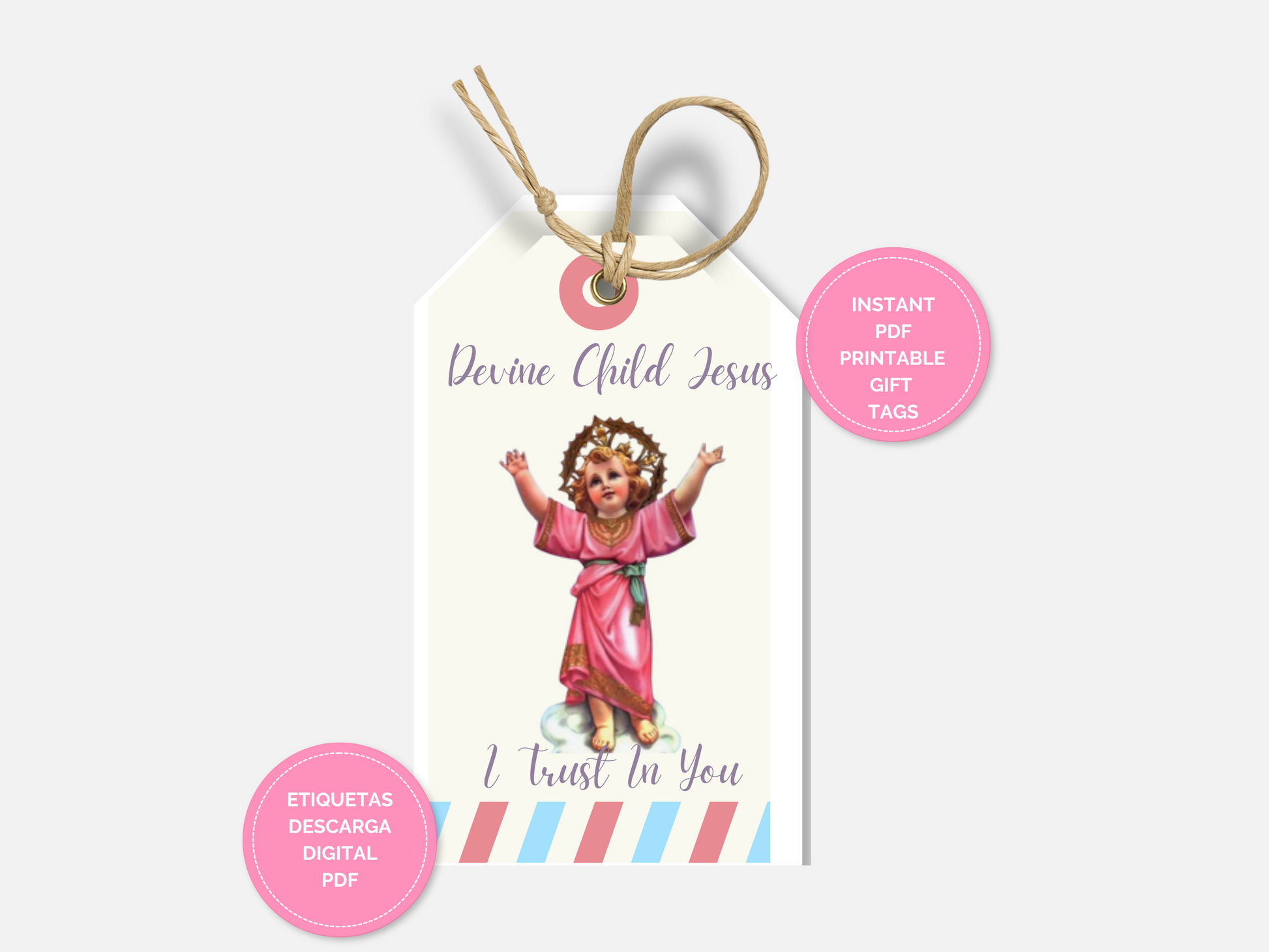 Divino Niño Jesús Gift Tags, Printable Gift Tag, Divine Child Jesus, Catholic Religious Tags, Digital PDF, Party Favors, Church Printable