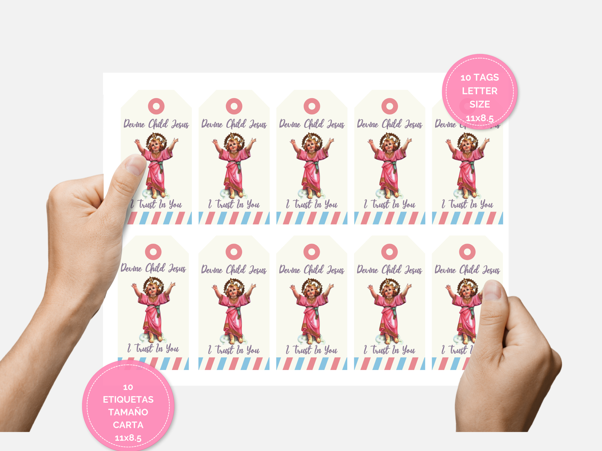Divino Niño Jesús Gift Tags, Printable Gift Tag, Divine Child Jesus, Catholic Religious Tags, Digital PDF, Party Favors, Church Printable