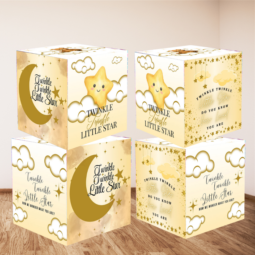 Twinkle Twinkle Little Star Baptism & Baby Shower Printable Decor Set – Backdrop + Party Favors | Faith-Inspired Digital Download